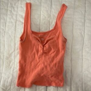 Coral Ribbed Knit Tank Top